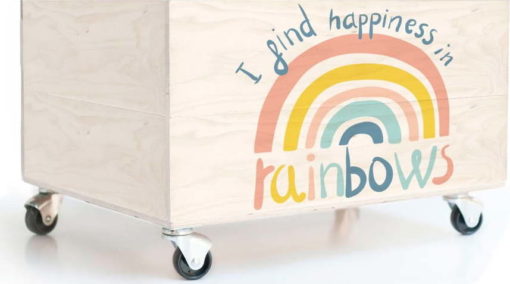 Dětský borovicový úložný box na kolečkách Folkifreckles Rainbow