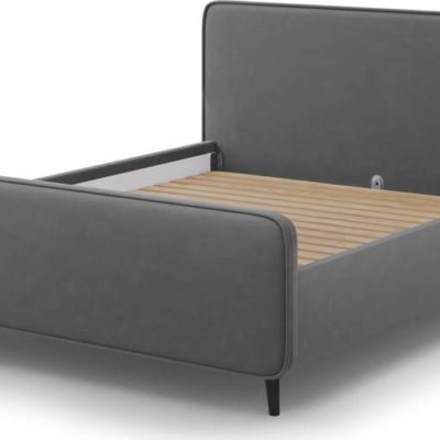 Tmavě šedá čalouněná dvoulůžková postel s roštem 140x200 cm Kaia - Micadoni Home