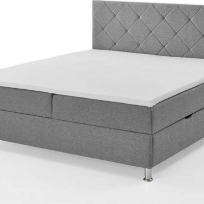 Světle šedá boxspring postel s úložným prostorem 180x200 cm Leo - Meise Möbel