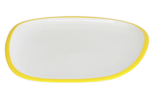 Bílo žlutý porcelánový talíř Kave Home Odalin 29 x 26