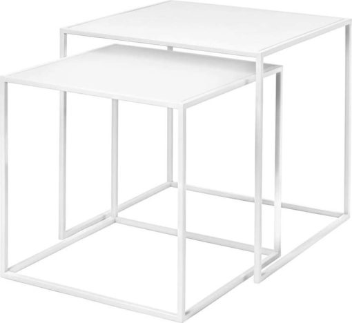 Bílé kovové konferenční stolky v sadě 2 ks 40x40 cm Fera – Blomus