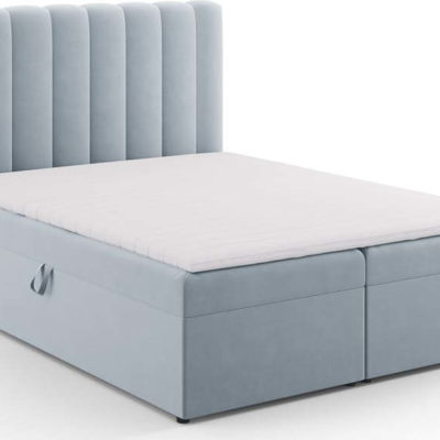 Světle modrá boxspring postel s úložným prostorem 160x200 cm Gina – Milo Casa