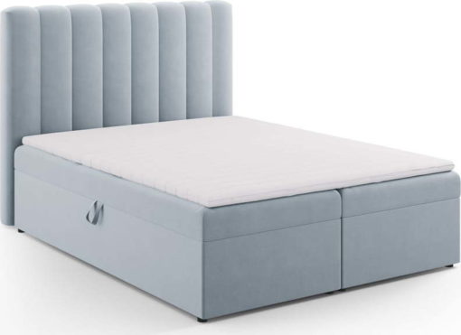 Světle modrá boxspring postel s úložným prostorem 160x200 cm Gina – Milo Casa