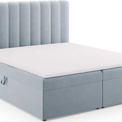 Světle modrá boxspring postel s úložným prostorem 180x200 cm Gina – Milo Casa