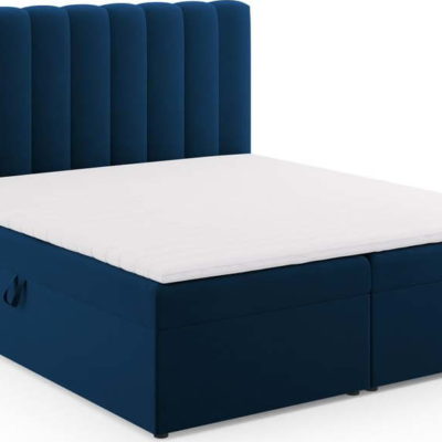 Tmavě modrá boxspring postel s úložným prostorem 180x200 cm Gina – Milo Casa