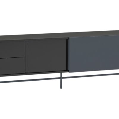 Antracitově šedý lakovaný TV stolek Teulat Nube 180 x 40 cm
