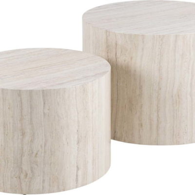Béžové kulaté konferenční stolky v dekoru kamene v sadě 2 ks ø 58 cm Dice – Actona