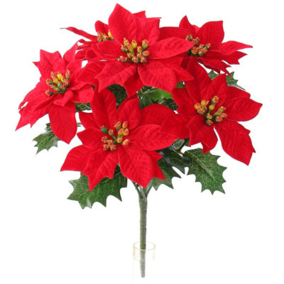 Umělá vánoční Poinsettie červená